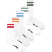 تصویر Jack Jones Eli Tennis Socks 5 Pack Erkek Beyaz- Kırmızı Çorap 12228660-25 