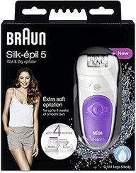 تصویر Braun Silk-Epil 5 5-541 Epilator مرطوب و خشک با 4 نسخه اضافی-نسخه بین المللی Braun Silk-epil 5 5-541 Wet &amp; Dry Epilator With 4 Extras - International Version