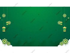 تصویر بکگراند مذهبی سبز با فانوس طلایی اسلامی | فایل PNG با کیفیت بالا 