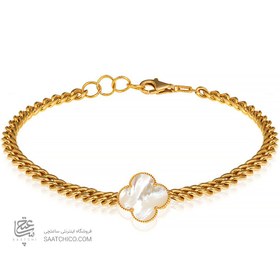 تصویر دستبند طلا زنانه طرح کارتیه با گل ونکلیف کد CB368 