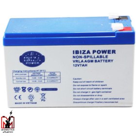 تصویر باتری دزدگیر 7 آمپر ایبیزا IBIZA POWER VRLA AGM BATTERY 12V 7.2A