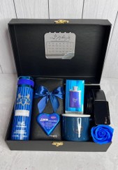 تصویر پکیج کادویی مردانه لوکس باکس هدیه آبی 