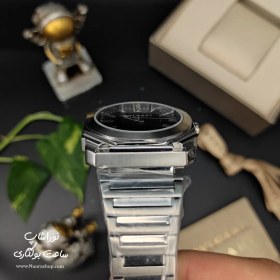 تصویر ساعت بولگاری مردانه نقره ای براق صفحه مشکی BULGARI OCTO FINISSIMO بولگاری ( Bvlgari )