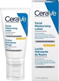 تصویر لوسیون مرطوب کننده صورت CeraVe AM SPF 25 حجم 92 میل CeraVe AM Facial Moisturising Lotion SPF 25 for Normal to Dry Skin 92ml NEW