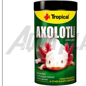 تصویر غذای دوزیستان Axolotl برند تروپیکال با پروتئین بالا به صورت استیک 