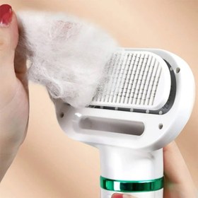 تصویر برس و سشوار برقی سگ و گربه با دکمه تخلیه مو pet brush and hair dryer