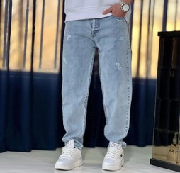 تصویر شلوار مام فیت مردانه زاپ رنگ آبی یخی 