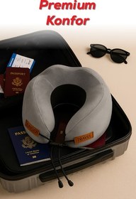 تصویر بالش خاکستری مسافرتی ارتوپدی دنج ویسکو M L Viscofoam 