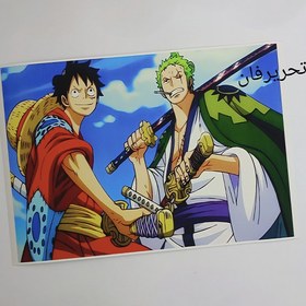 تصویر پوستر A4 انیمه وان پیس طرح مانکی دی لوفی و رورونوا زورو(Roronoa Zoro)،(MONKEY-D-Luffy)one piece 