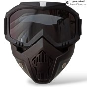 تصویر عینک فیس دار موتور سواری | رنگ مشکی طلق دودی 