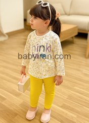 تصویر ست پوشاک دخترانه طرح گل سایز ۱ تا ۷ سال رنگ سفید 