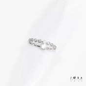 تصویر انگشتر دو لاین تک نگین نقره ای ژوپینگ کد 1010791180 