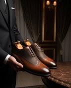 تصویر کفش مجلسی مردانه تمام چرم هشترک لیزری کد ۶۶۸ Natural leather shoe