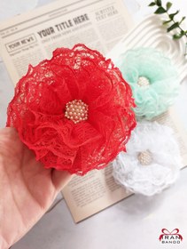 تصویر گیره مو گل توری یلدایی - مشکی 