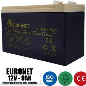 تصویر باتری شارژی 12 ولت 9 آمپر EURONET مدل NP9-12 ا Rechargeable battery 12 volt 9 Amps EURONET -NP9-12 model Rechargeable battery 12 volt 9 Amps EURONET -NP9-12 model
