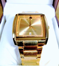 تصویر MOVADO WATCH 2193 موتور ژاپن موادو موتور SLLO ژاپن *** فلزی کلا طلایی ** شیشه شفاف با طراحی بسیارزیبا 