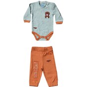 تصویر زیردکمه آستین بلند و شلوار دوروپنبه به آوران طرح فندی سایز نوزادی تا 3 سال بادی 