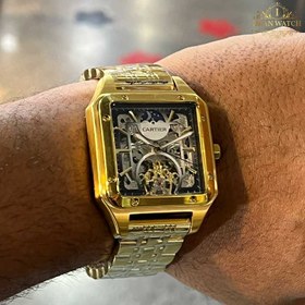 تصویر ساعت مچی کارتیر مردانه اتوماتیک طلایی Cartier Automatic CRA81 