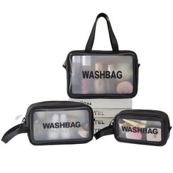 تصویر واش بگ مدل شفاف متفرقه سیاه Transparent Model Wash Bag