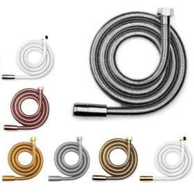 تصویر شیلنگ توالت سفید کروم درخشان Derakhshan chrome-white toilet hose