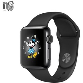 Apple watch space black stainless deals steel case with black sport band