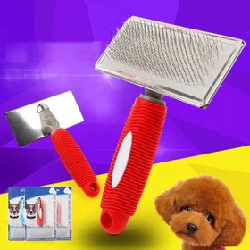 تصویر برس سگ و گربه استیل با دسته ضد لغزش سایز بزرگ Pet Brush Dog Brush bath hair comb