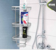 تصویر سه گوش حمام 3 و 2 طبقه تمام آلومینیوم اطلس مدل زاگرس رنگ طلایی و سیلور - 2 طبقه سیلور 