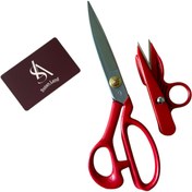 تصویر قیچی پین دسته قرمز اصل همراه با سر نخ زن (سایز 9) قیچی