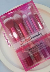 تصویر ست براش ۵ تکه سوییت بیوتی مدل رنگی با کیفیت بالا - صورتی Sweet Beauty 5-Piece Makeup Brush Set in Multi Colors High Quality