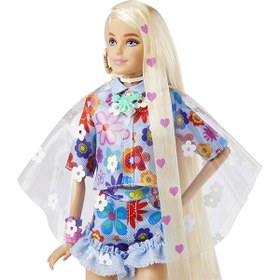 تصویر عروسک باربی Dress-up Doll Mattel HDJ45 Extra Doll Flower Power متل آمریکا اورجینال - ارسال 20 روزه 