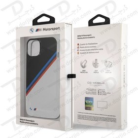 تصویر گارد محافظ iPhone 13 طرح BMW Motorsport مدل Collection Diagonal Tricolor Black Corner BMW Motorsport Collection PC/TPU Hard Case Diagonal Tricolor Black Corner For iPhone 13