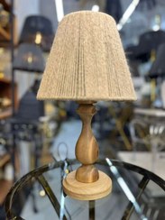 تصویر آباژور رومیزی با پایه چوبی 