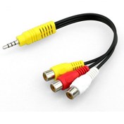 تصویر تبدیل هدفن 3.5 به سه مادگی سونی صوت و تصویر/کابل 1 به 3 RCA مادگی 