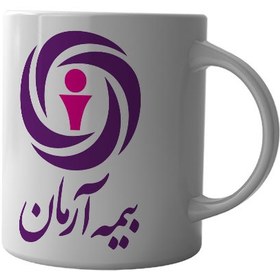 تصویر ماگ چاپلینو با طرح آرم بیمه آرمان – M141 Chaplino mug with Arman insurance logo design