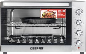 تصویر توستر و فر 120 لیتر جیپاس مدل34057 GEEPAS Multy-Function، Rotisserie و اجاق گاز، GO34057 | اجاق 120 لیتر با لامپ داخلی | کنترل دما قابل تنظیم | تایمر 120 دقیقه | بدنه استیل ضد زنگ 