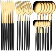 تصویر ست قاشق و چنگال ۲۴ پارچه استیل ضد زنگ مناسب ۶ نفر 