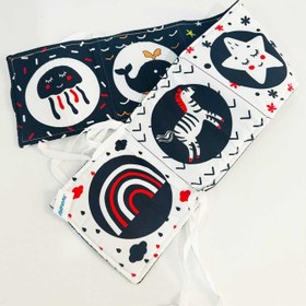 تصویر کتاب پارچه ای سیاه و سفید نوزادی(خارجی) از بدو تولد تا 6 ماهگی 