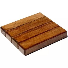 تصویر زیر لیوانی چوبی راش، مدل روشا رنگ گردویی - 1 عدد Wooden coaster-001