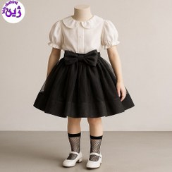 تصویر دامن تور مشکی پایین لمه برای۳تا۱۴سال 