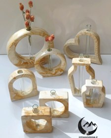 تصویر ست گلجا 8تایی ، گلدان سنگی - سبزآبی 