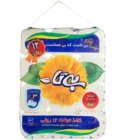 تصویر دستمال توالت سه لایه بیتا Bita مدل Flower بسته 12 عددی 