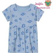 تصویر پیراهن نوزادی دخترانه لوپیلو آبی آسمانی گلدار 