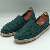 تصویر گیوه مردانه دست بافت سبز ارتشی کفی کنفی 