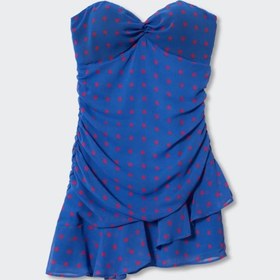 تصویر پیراهن رسمی زنانه آبی برند mango 37041302 ا Puantiyeli Fırfırlı Elbise Puantiyeli Fırfırlı Elbise