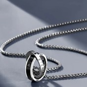 تصویر گردنبند دو حلقه یونیسکس تیتانیوم استیل 