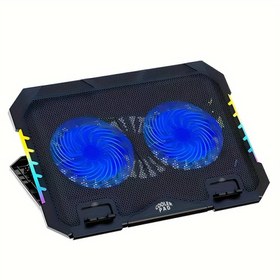 تصویر کول پد گیمینگ S900 Adjustable Height RGB Laptop Cooling Pad Stand Dual USB GAMING S900