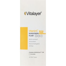 تصویر ضدآفتاب ویتالیر بی رنگ vitamin c (spf50) حجم 40 میل 
