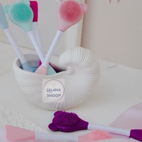 تصویر فیس براش دو طرفه ماسک سیلیکونی صورتی SILICON MASK BRUSH