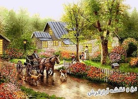 تصویر نخ و نقشه تابلو فرش طرح دهکده فانتزی - 2216 