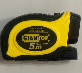 تصویر متر فلزی کمری ۵ متری چراغ قوه دار جیان تاب مدل 5G33E Giantop metal tape measure model 5G33E with LED Light